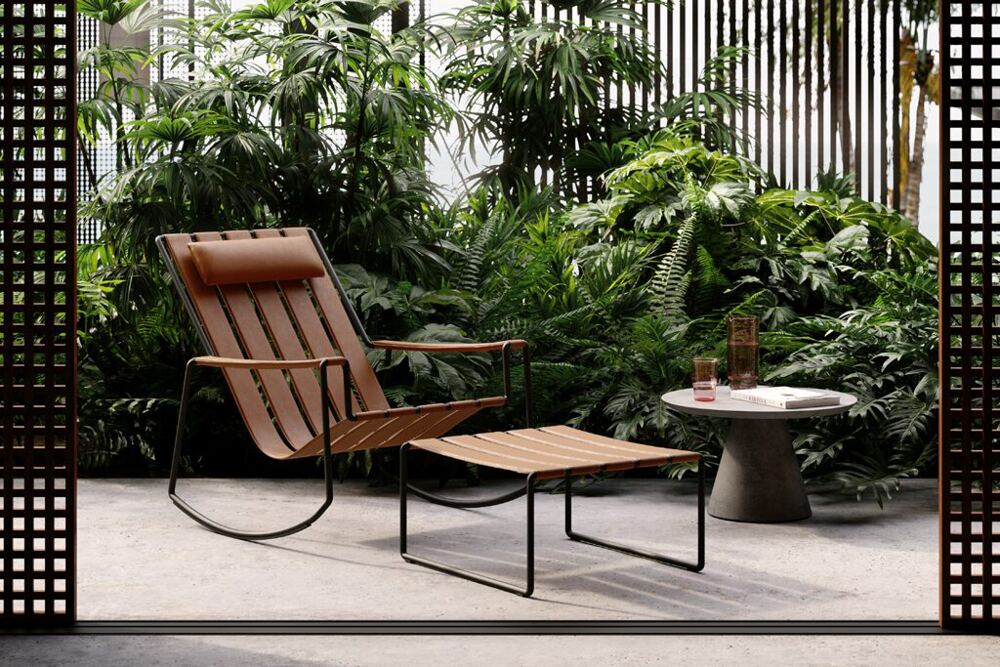 Strappy Gartenlounger aus hochwertigem Aluminium und UV-beständigem Geflecht