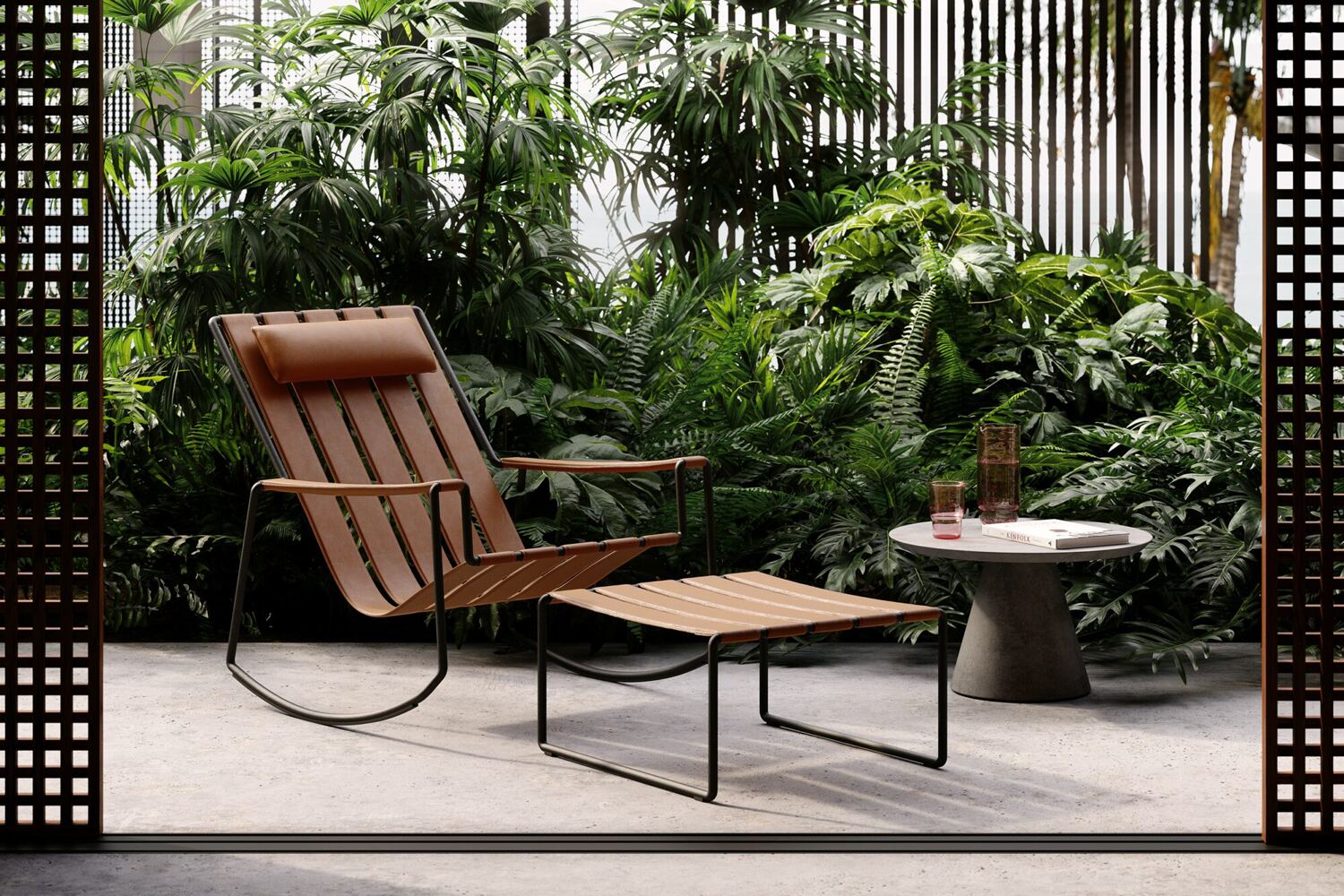 Strappy Gartenlounger aus hochwertigem Aluminium und UV-beständigem Geflecht
